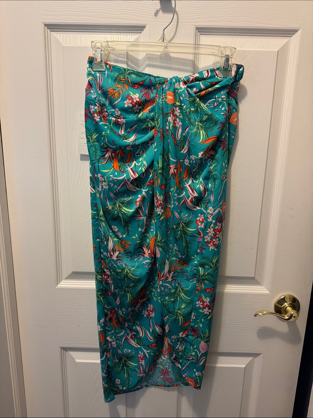 Turquoise Floral Tropical Midi Skirt